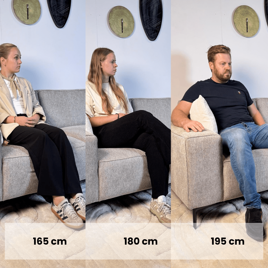 Sofá esquina de chenilla taupe tapizada Ravi – derecha