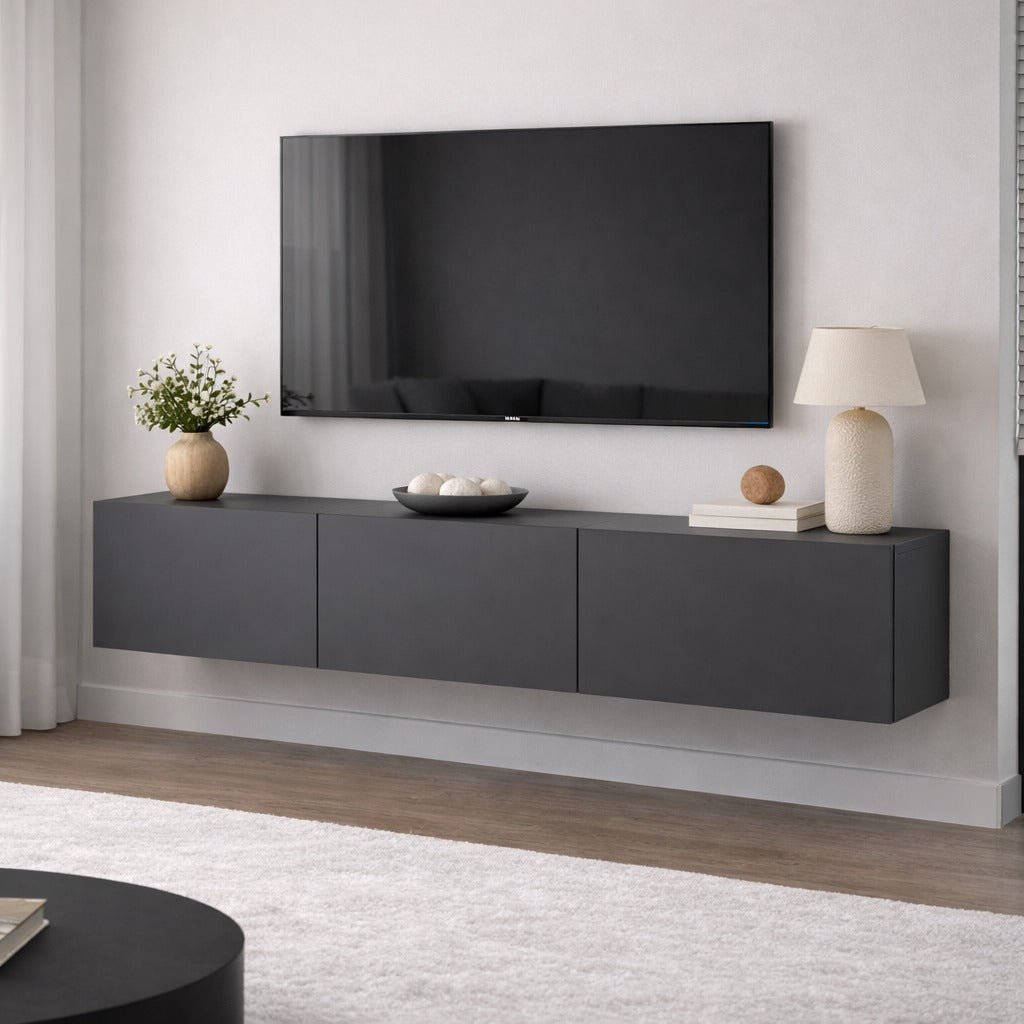 Mueble TV Flotante Melamina Antracita - 150x30 cm - Oeste