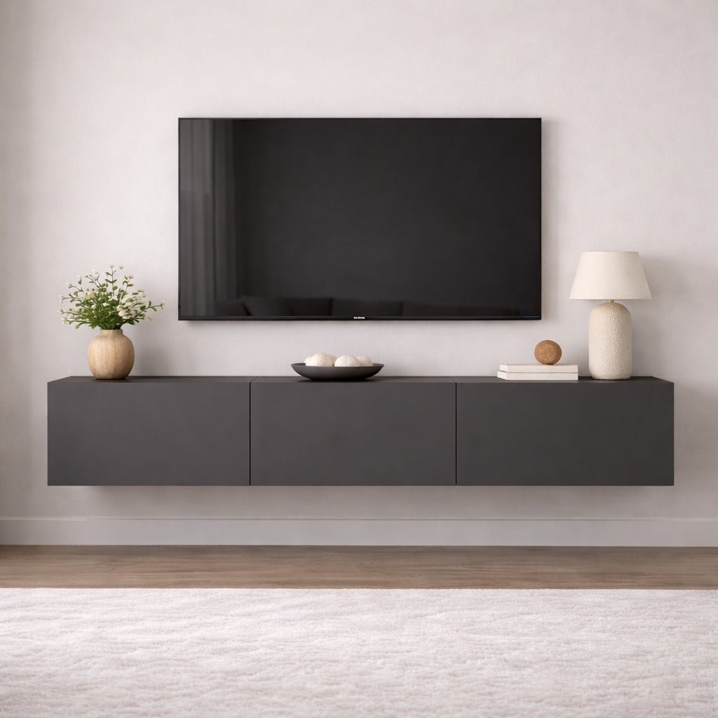 Mueble TV Flotante Melamina Antracita - 150x30 cm - Oeste