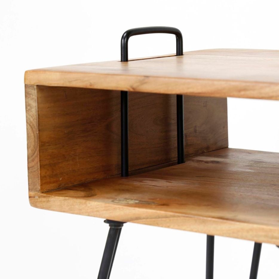 Mesita de noche Aimée DH Interior Acacia L x An x Al 45x39x17 Madera de acacia Blanco foto detalle