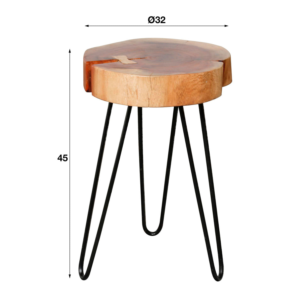 Mesa auxiliar Arbor DH Interior Acacia L x An x Al 68x38x12 Madera de acacia Blanco indicación del tamaño de la foto