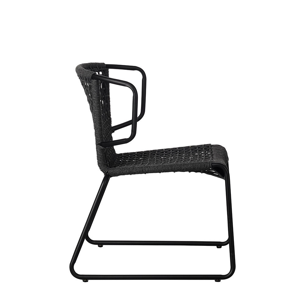 Silla de jardín Dora Dimehouse Antracita L x An x Al 83x69x60 Cuerda Blanco foto vista lateral
