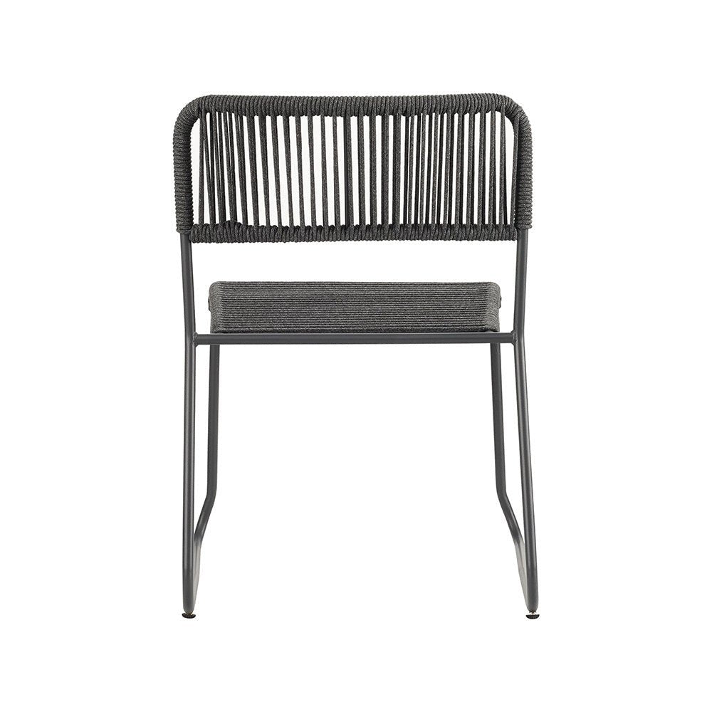 Silla de jardín Lester Dimehouse Gris L x An x Al 86x60x57 Cuerda Blanco foto vista trasera diagonal