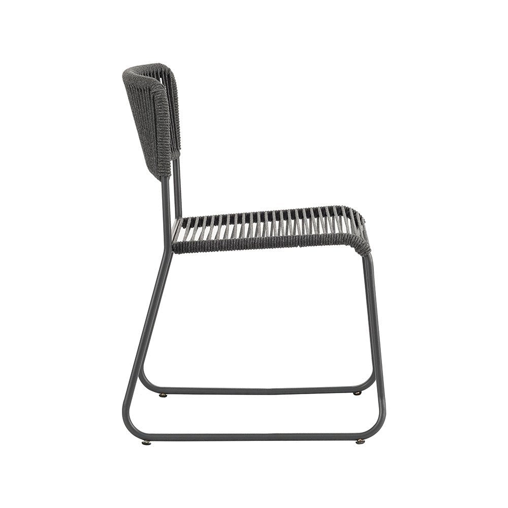 Silla de jardín Lester Dimehouse Gris L x An x Al 86x60x57 Cuerda Blanco foto vista lateral