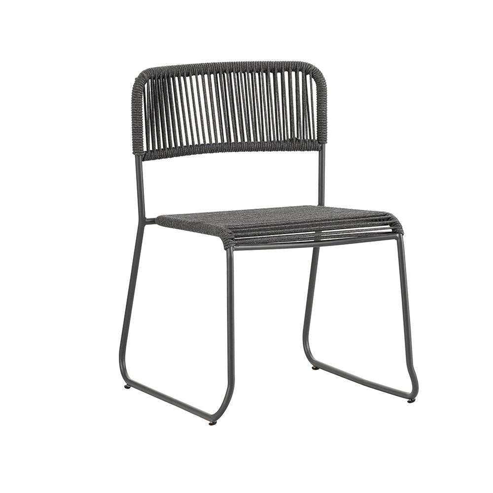 Silla de jardín Lester Dimehouse Gris L x An x Al 86x60x57 Cuerda Blanco foto vista frontal diagonal