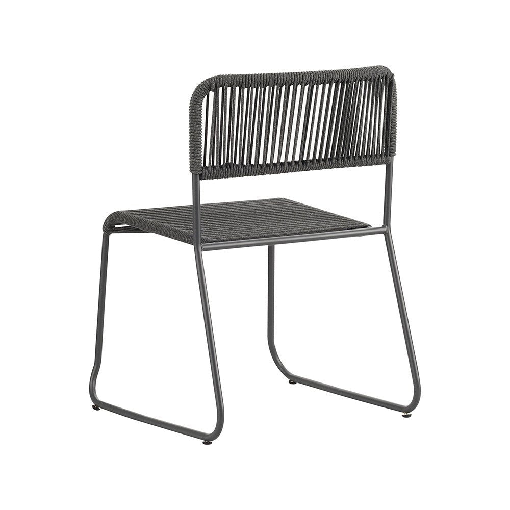 Silla de jardín Lester Dimehouse Gris L x An x Al 86x60x57 Cuerda Blanco foto vista trasera diagonal