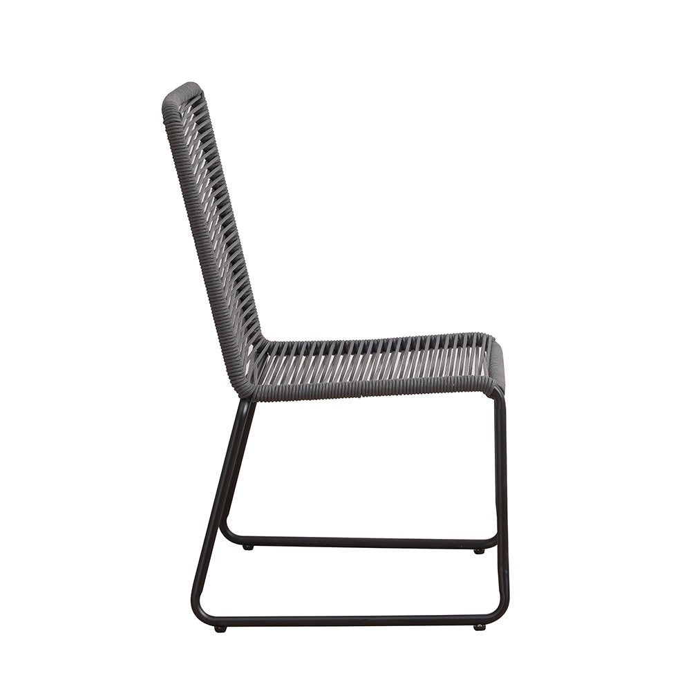 Silla de jardín Liza Dimehouse Antracita L x An x Al 93x62x57 Cuerda Blanco foto vista lateral