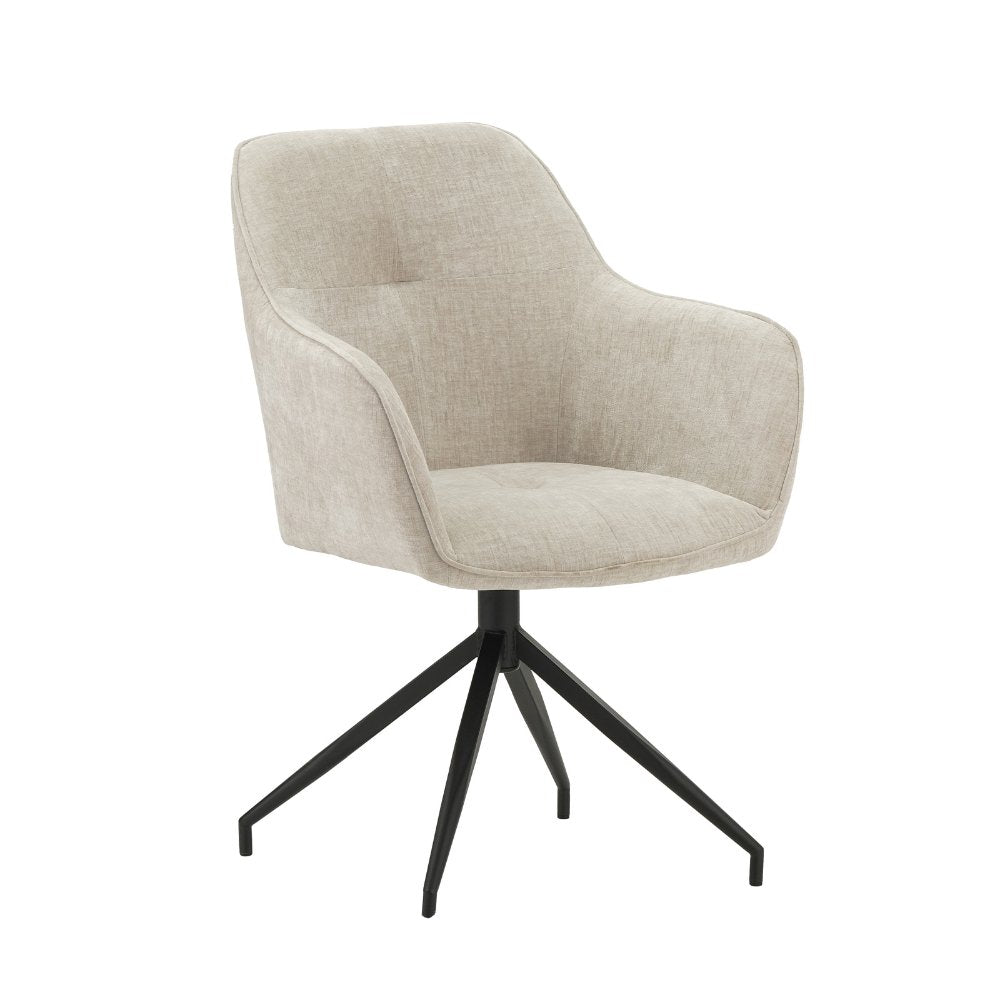Silla de comedor Camiel Dimehouse Gris L x An x Al 62x61x54 Tela Blanco foto vista frontal diagonal