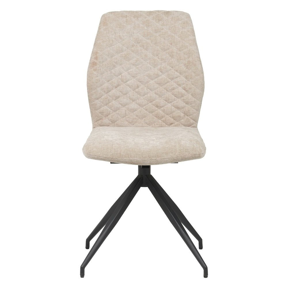 Silla de comedor Charly chenilla Dimehouse Beige L x An x Al 67x60x51 Tela Blanco foto vista frontal