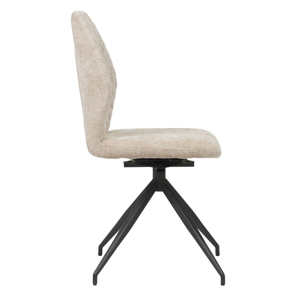 Silla de comedor Charly chenilla Dimehouse Beige L x An x Al 67x60x51 Tela Blanco foto vista lateral