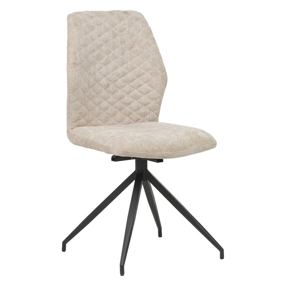 Silla de comedor Charly chenilla Dimehouse Beige L x An x Al 67x60x51 Tela Blanco foto vista frontal diagonal