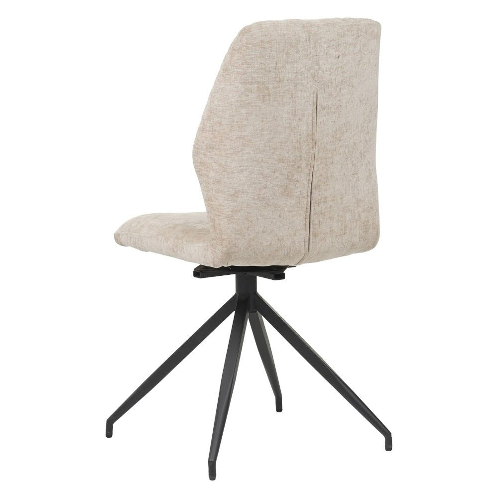 Silla de comedor Charly chenilla Dimehouse Beige L x An x Al 67x60x51 Tela Blanco foto vista trasera diagonal