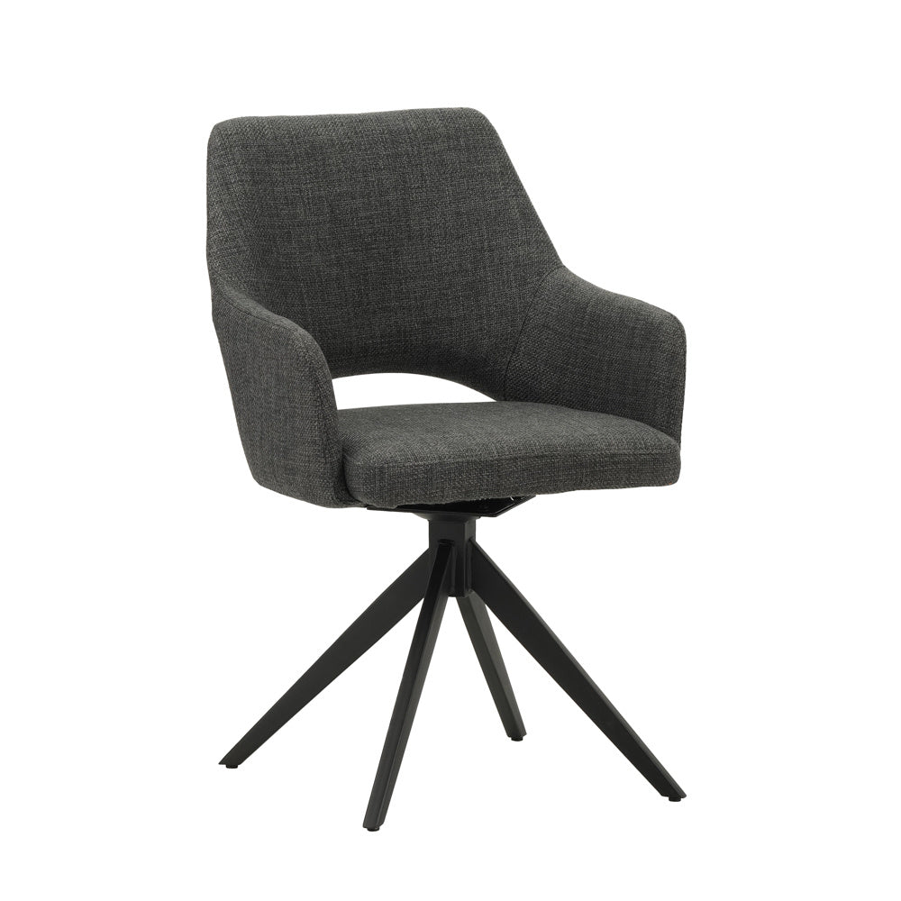 Silla de comedor Sid Dimehouse Antracita L x An x Al 59x56x53 Tela Blanco foto vista frontal diagonal