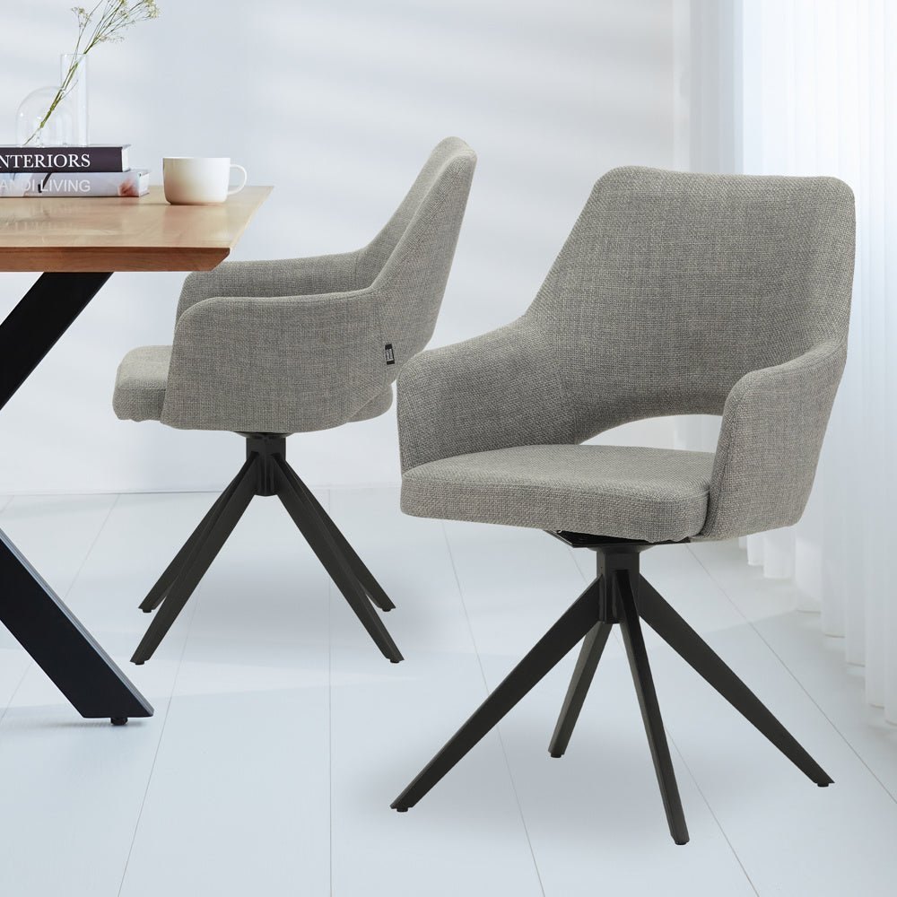 Silla de comedor Sid Dimehouse Gris L x An x Al 59x56x53 Tela Vista frontal en diagonal Foto atmosférica