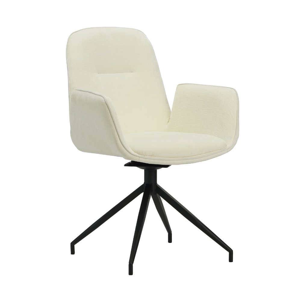 Silla de comedor Nela Dimehouse Blanco L x An x Al 64x64x52 Tela Foto blanca vista frontal diagonal