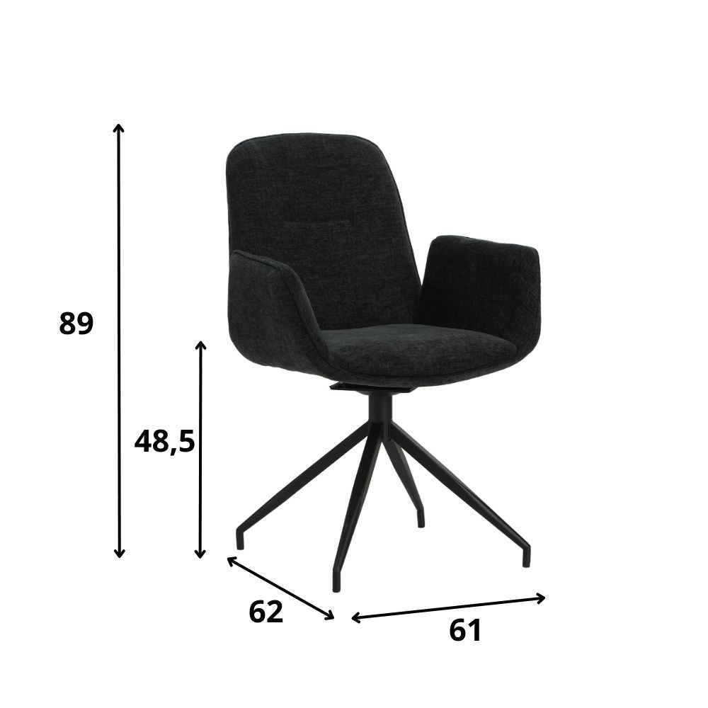 Silla de comedor Nela Dimehouse Negro L x An x Al 64x64x52 Tela Blanco indicación del tamaño de la foto