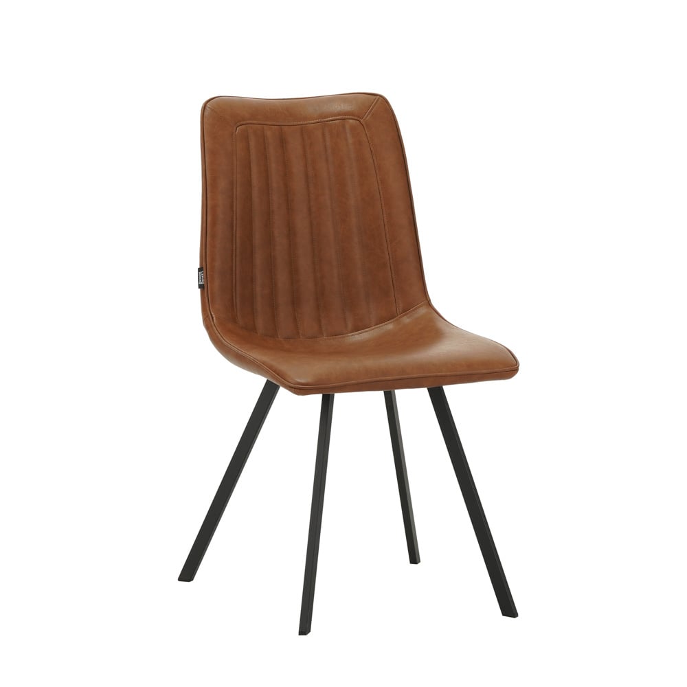 Silla de comedor Jimmy Polipiel Dimehouse Cognac L x An x Al 75x57x51 Imitación cuero Blanco, vista frontal diagonal fotográfica