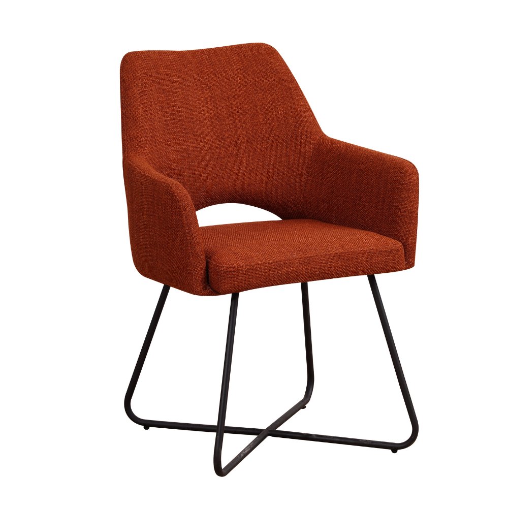 Silla de comedor Suzy Dimehouse Naranja L x An x Al 64x61x53 Tela Blanco foto vista frontal diagonal