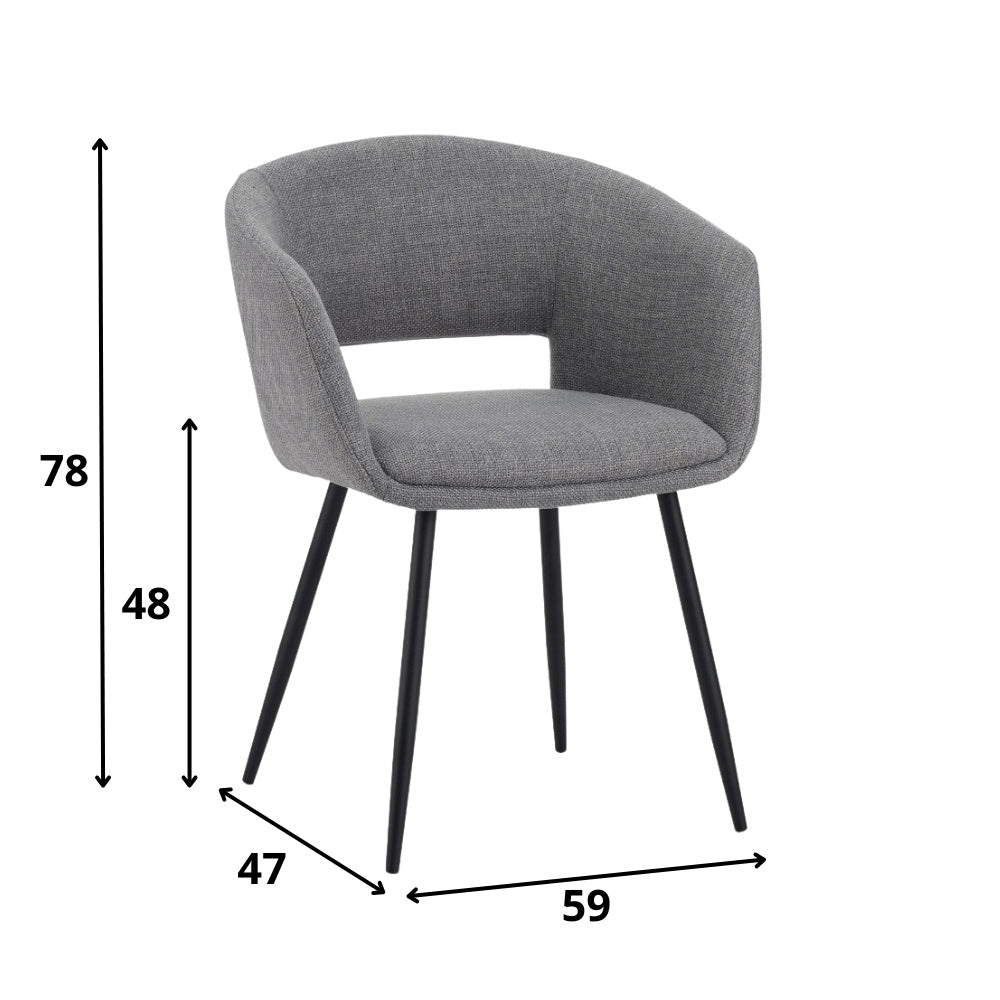 Silla de comedor Don Dimehouse Gris L x An x Al 60x56x56 Tela Blanco indicación del tamaño de la foto