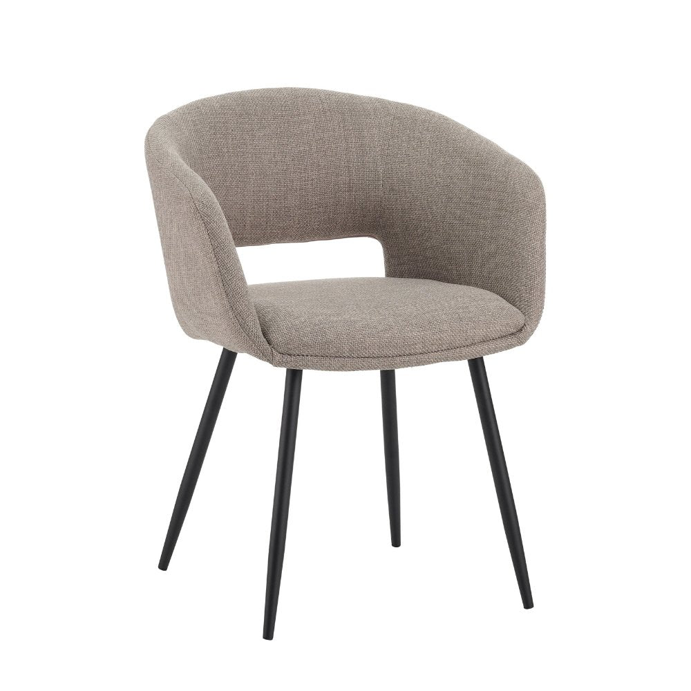 Silla de comedor Don Dimehouse Taupe L x An x Al 60x56x56 Tela Blanco foto vista frontal diagonal