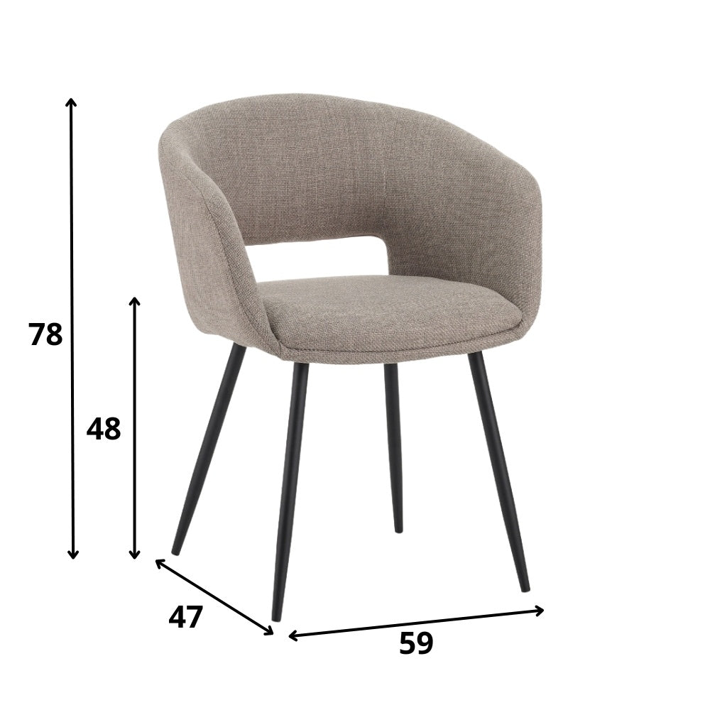 Silla de comedor Don Dimehouse Taupe L x An x Al 60x56x56 Tela Blanco indicación del tamaño de la foto