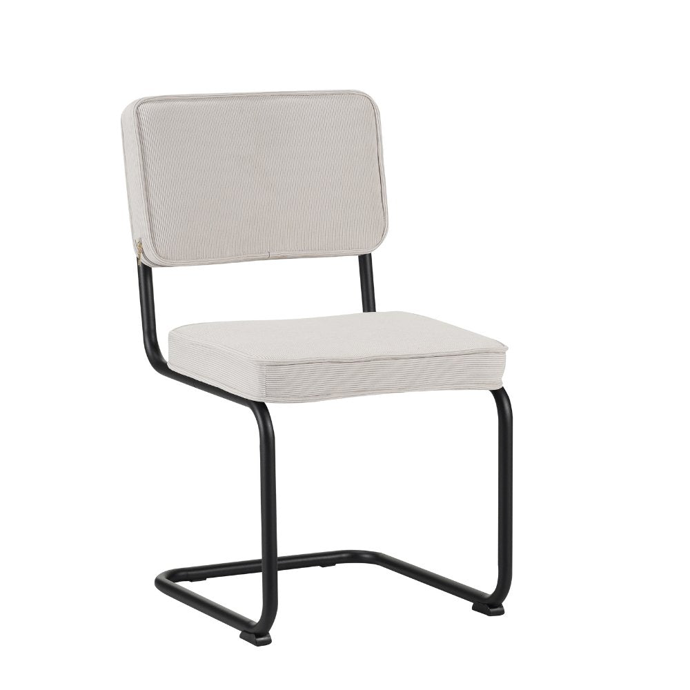 Silla de comedor Remo tejido canalé Dimehouse Beige L x An x Al 56x55x52 Tela acanalada Blanco foto vista frontal diagonal