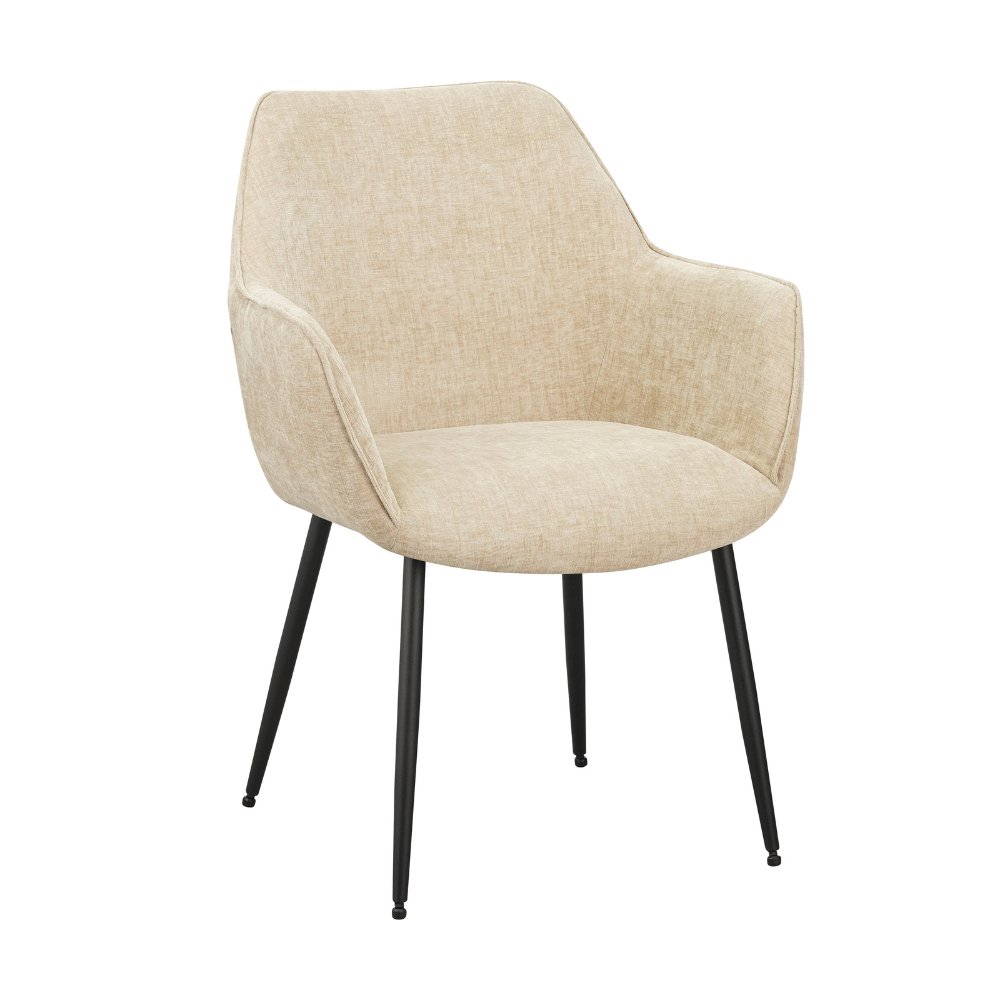 Silla de comedor Sev Dimehouse Beige L x An x Al 68x62x61 Tela Blanco foto vista frontal diagonal