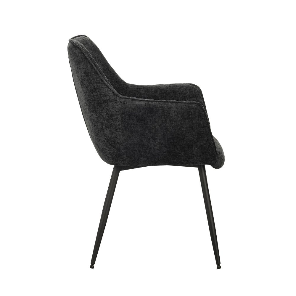 Silla de comedor Sev Dimehouse Negro L x An x Al 68x62x61 Tela Blanco foto vista lateral