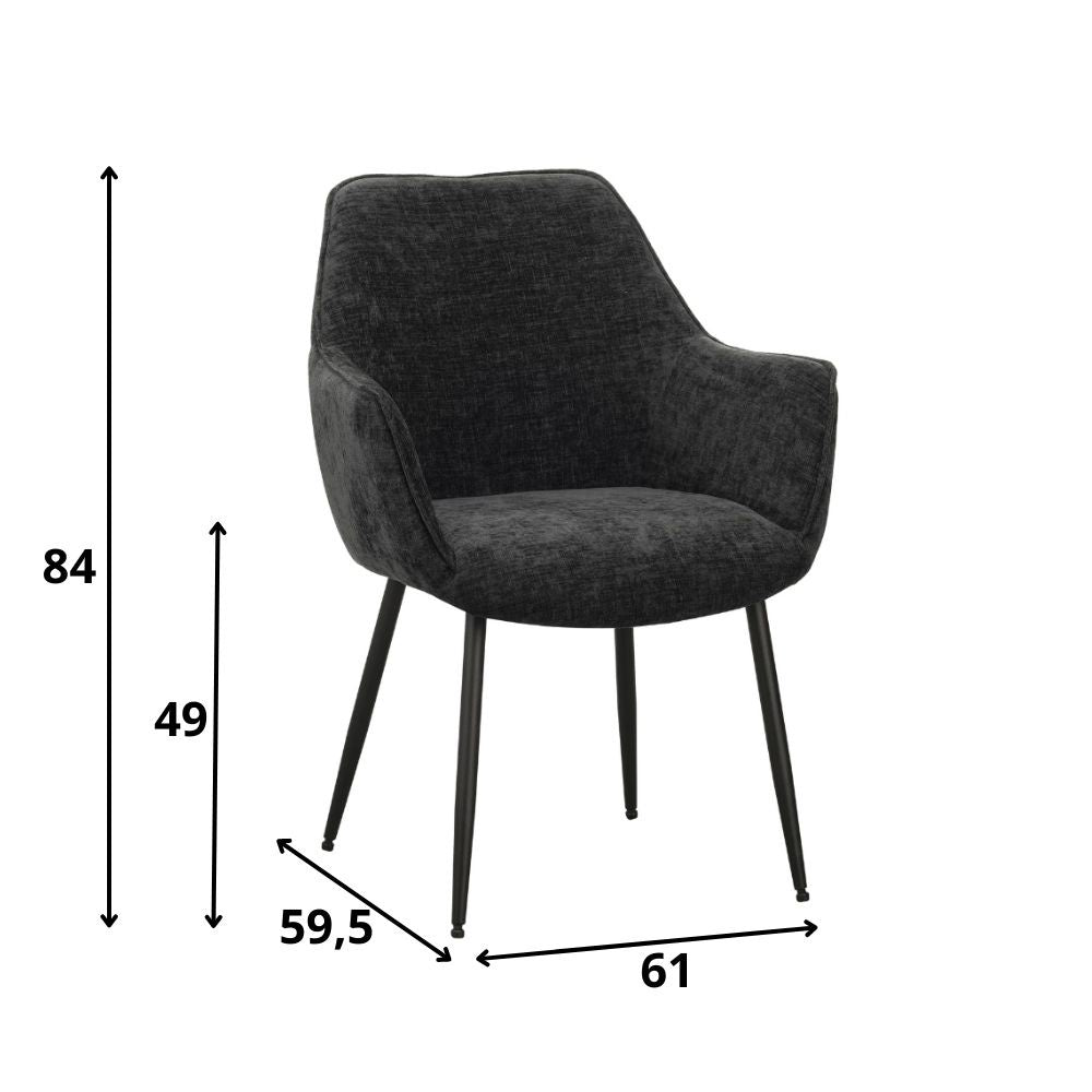 Silla de comedor Sev Dimehouse Negro L x An x Al 68x62x61 Tela Blanco indicación del tamaño de la foto