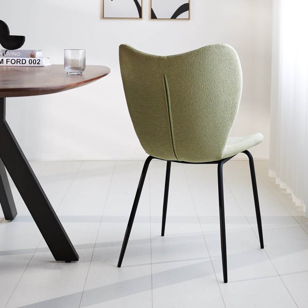 Silla de comedor Sia Dimehouse Vista trasera diagonal Verde L x An x Al 72x55x51 Tela Foto atmosférica