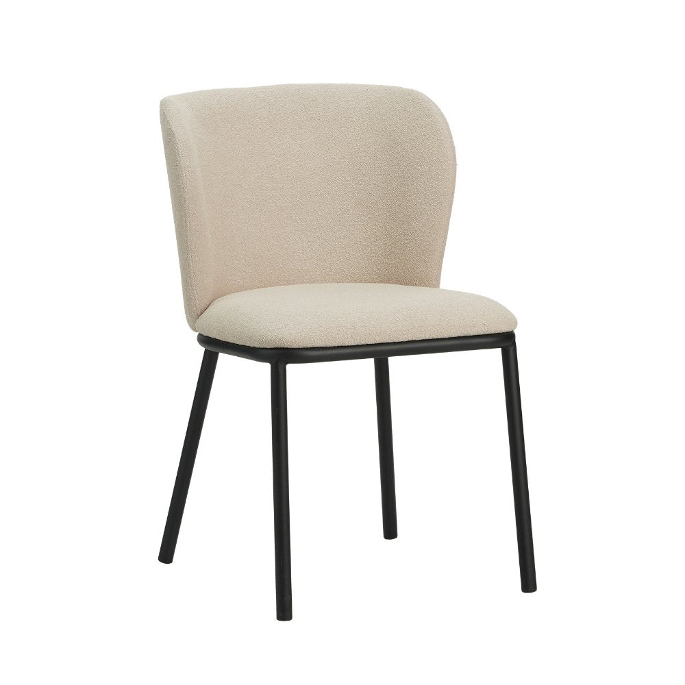 Silla de comedor Tess Dimehouse Beige L x An x Al 65x62x56 Tela Blanco foto vista frontal diagonal