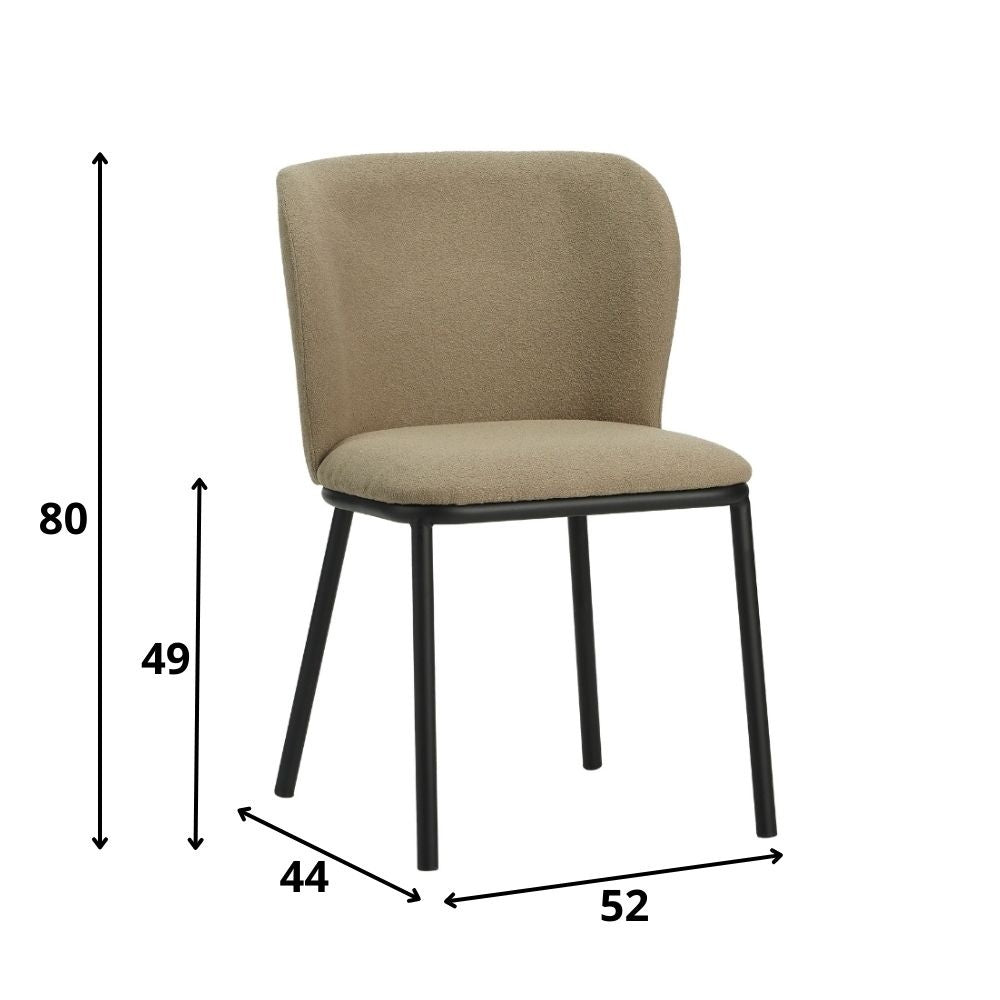 Silla de comedor Tess Dimehouse Taupe L x An x Al 65x62x56 Tela Blanco indicación del tamaño de la foto