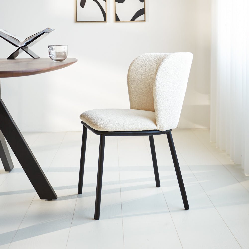 Silla de comedor Tess Dimehouse Blanco L x An x Al 65x62x56 Tela Foto atmosférica vista lateral