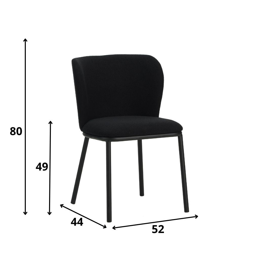 Silla de comedor Tess Dimehouse Negro L x An x Al 65x62x56 Tela Blanco indicación del tamaño de la foto