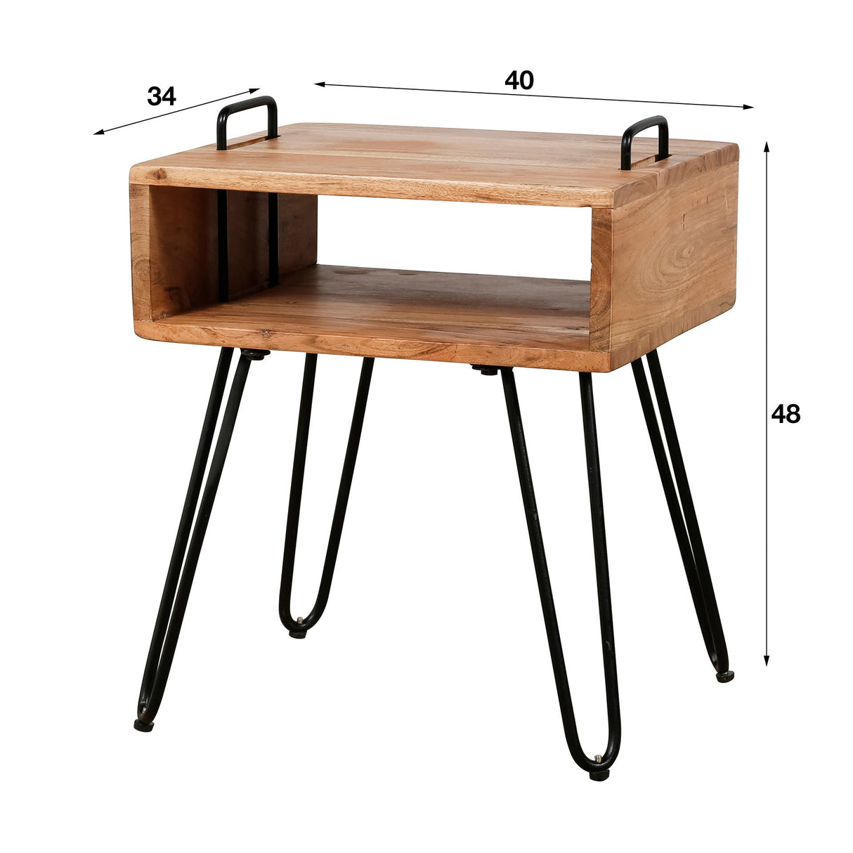 Mesita de noche Aimée DH Interior Acacia L x An x Al 45x39x17 Madera de acacia Blanco indicación del tamaño de la foto