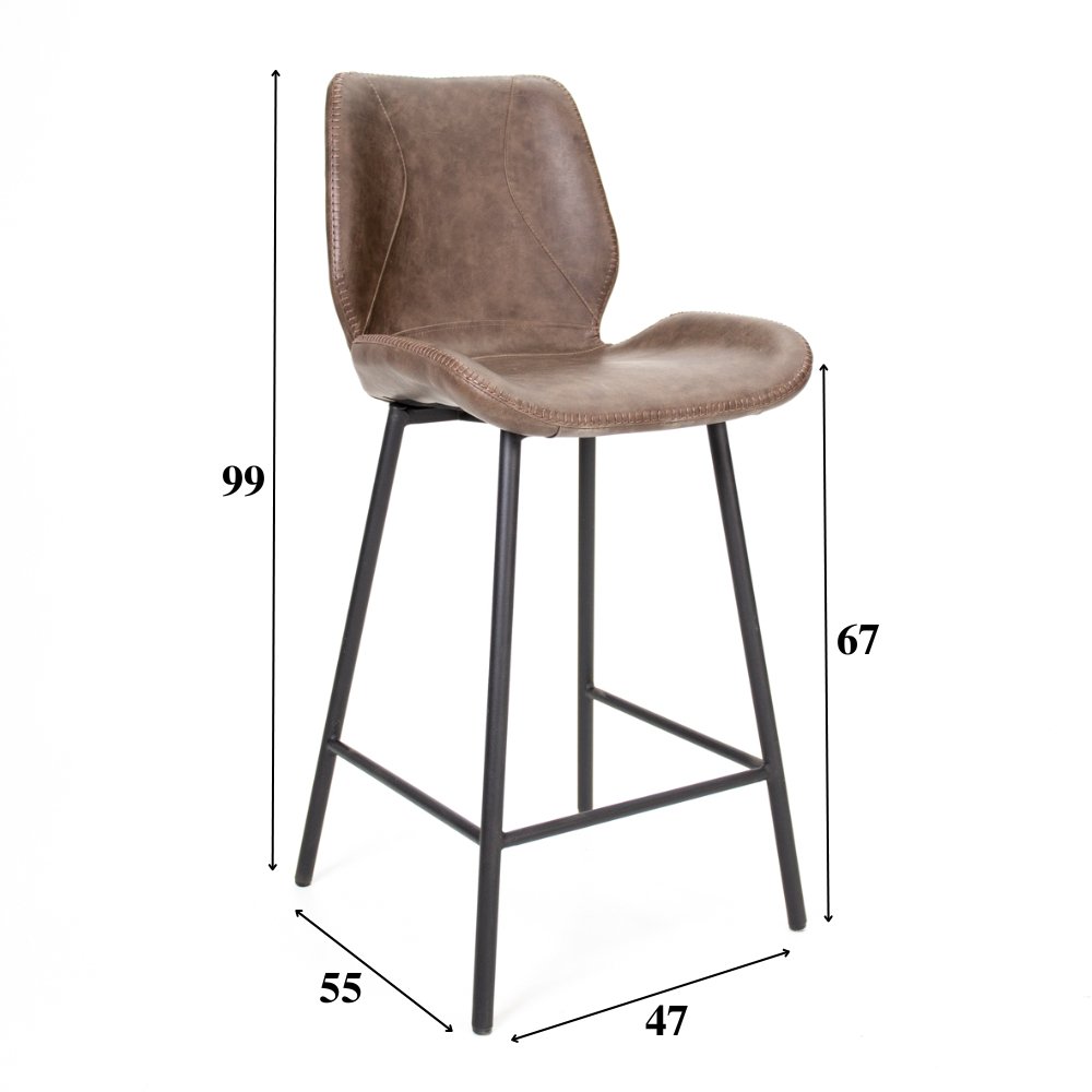 Taburete de bar Beau cuero artificial Dimehouse Taupe L x An x Al 84x54x52 Cuero sintético Blanco indicación del tamaño de la foto