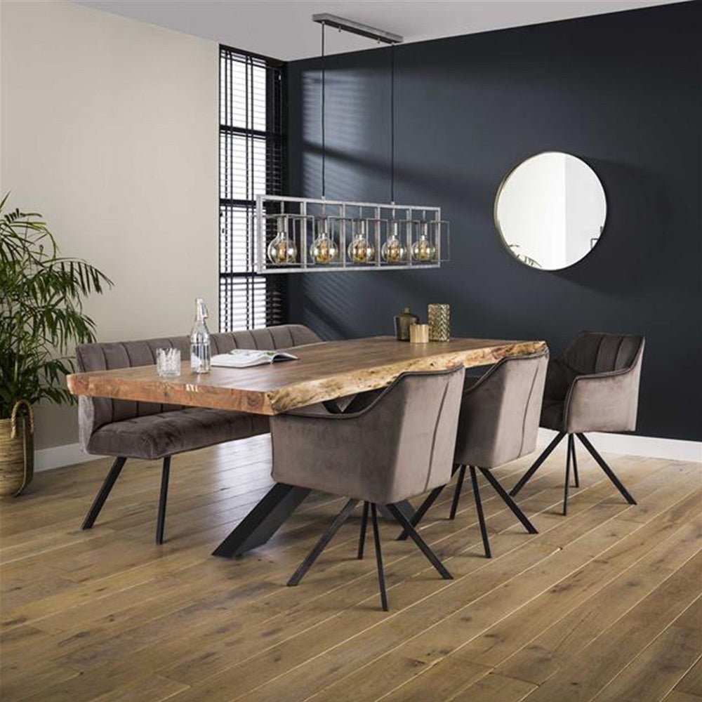 Sofá de comedor Romy DH Interior Antracita L x An x Al 196x81x58 Terciopelo Foto atmosférica vista frontal en diagonal