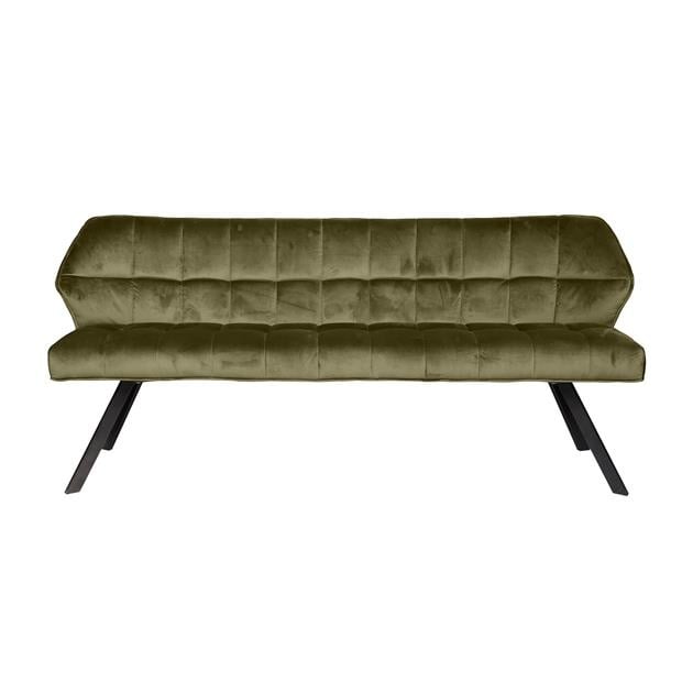 Sofá de comedor Romy DH Interior Verde L x An. x Al. 188x59x48 Terciopelo Blanco fotografía vista frontal