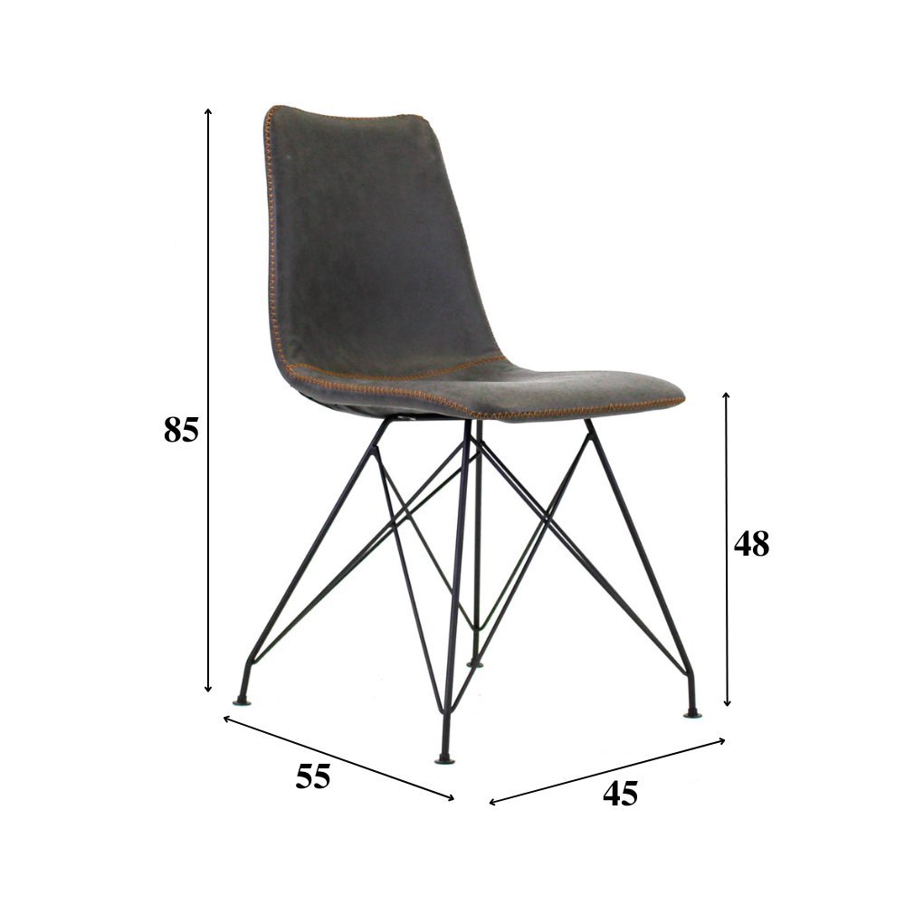 Silla de comedor Viano Dimehouse Antracita L x An x Al 64x61x52 Polipiel Blanco indicación del tamaño de la foto