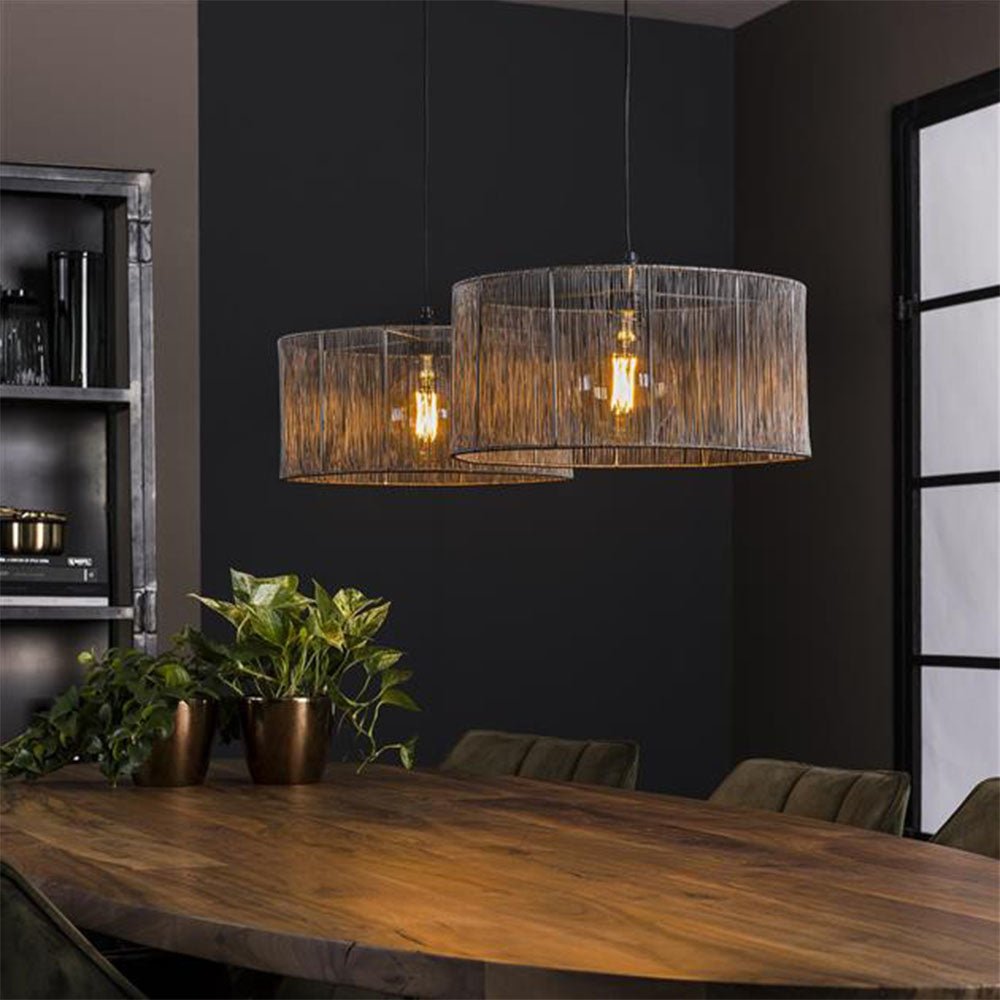 Lámpara colgante Luis DH Interior Negro L x An x Al 90x45x28 Níquel Foto atmosférica vista frontal diagonal