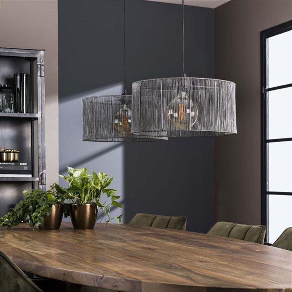 Lámpara colgante Luis DH Interior Negro L x An x Al 90x45x28 Níquel Foto atmosférica vista frontal diagonal
