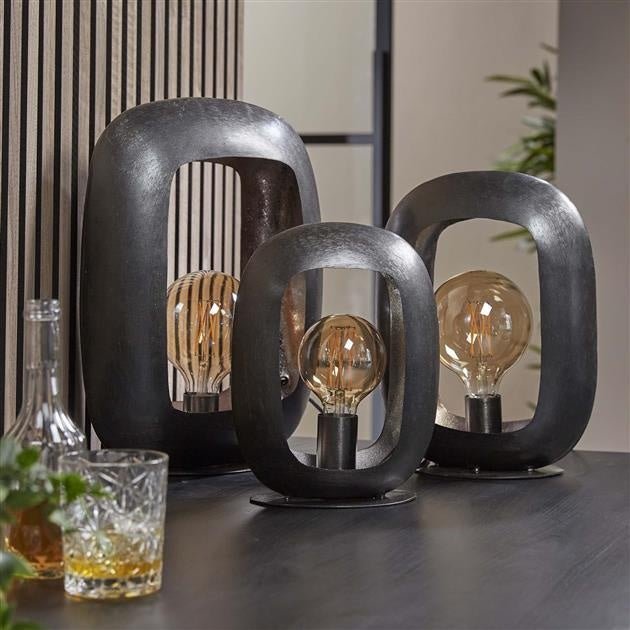 Lámpara de mesa Selma DH Interior Negro L x An x Al 38x31x17 Níquel Foto atmosférica en situación