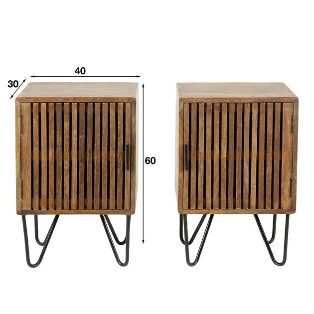 Mesita de noche Tory DH Interior Mango L x An x Al 65x45x35 Madera de mango Indicación de tamaño de foto en blanco