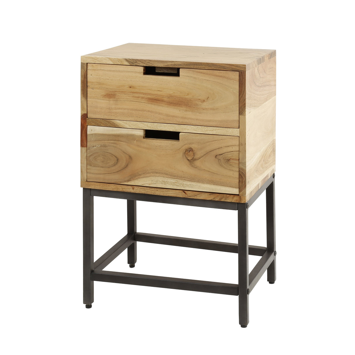 Mesita de noche Lou DH Interior Acacia L x An x Al 46x40x36 Madera de acacia Blanco fotografía vista frontal