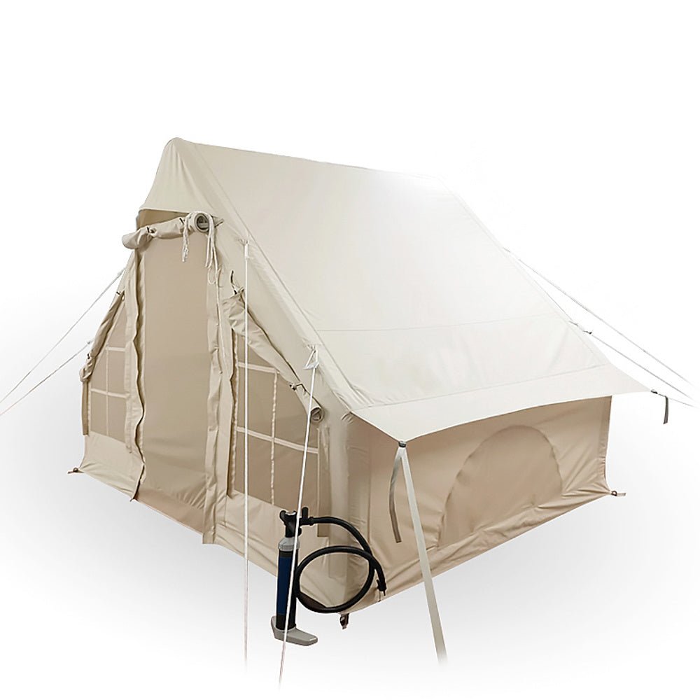 Tienda de campaña cuatro personas hinchable beige 300x200x210 cm Dimehouse Beige L x An x Al 75x48x38 Algodón Blanco foto vista lateral