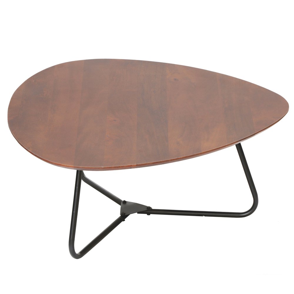 Mesa de centro Zoë Nogal Dimehouse Marrón LxAnxAl 90x81x24 Madera de mango Vista frontal diagonal de foto blanca