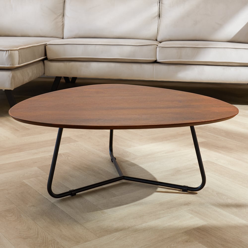 Mesa de centro Zoë Nogal Dimehouse Marrón LxAnxAl 90x81x24 Madera de mango Vista frontal de la fotografía atmosférica.