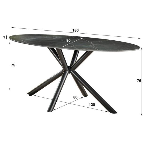 Mesa de comedor Sophie DH Interior Negro L x An x Al 189x99x9 Cerámica Blanco indicación del tamaño de la foto