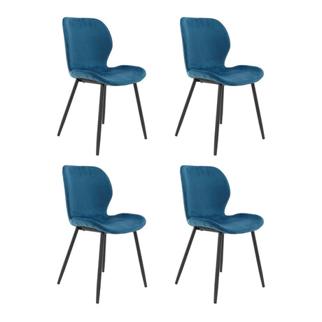 Conjunto de 4 sillas de comedor Argo Velours azul