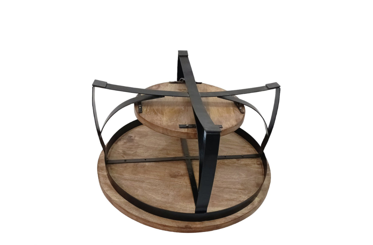 Mesa de centro Oxis Madera Dimehouse Marrón LxAnxAl 92x92x43 Madera de mango Foto en blanco vista trasera oblicua